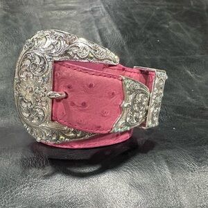 Roper Pink Belt with Rhinestone Silver Buckle
